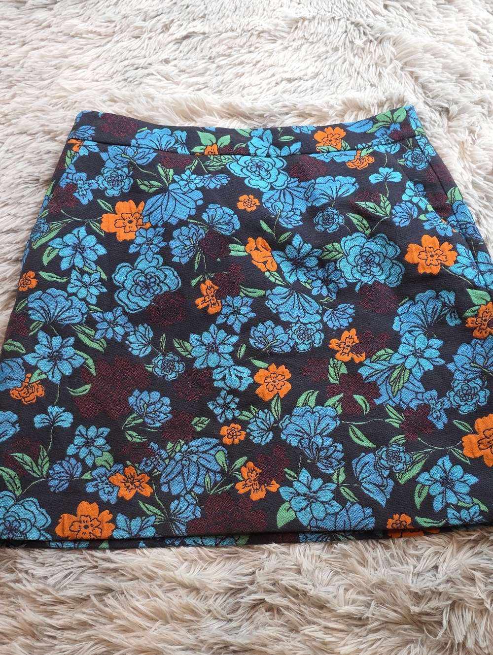 LOFT Blue & Orange Floral Mini Skirt